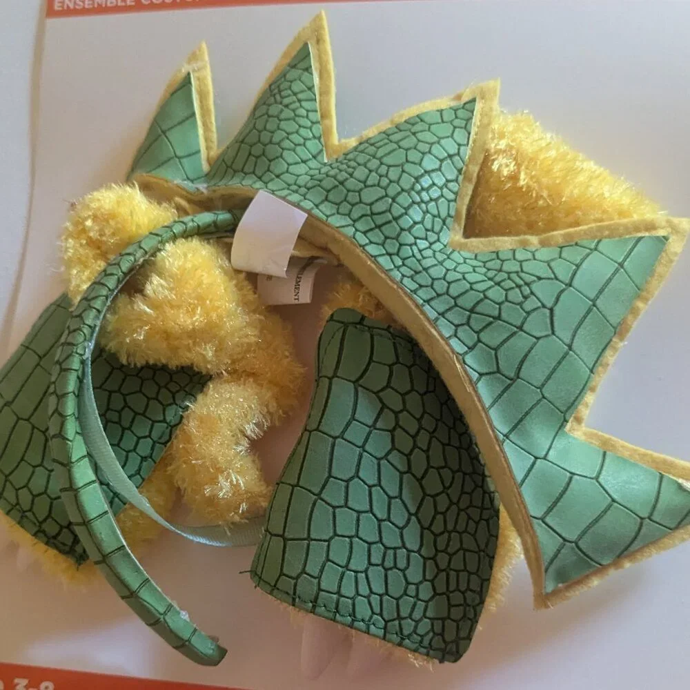 NWT Kids Green Yellow Dino Dinosaur Halloween Costume Headband Gloves Michael's